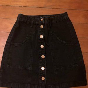 Black denim skirt